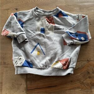 Zara Gray abstract Graphic Sweatshirt with Colorful Patterns size 9 - 12 M